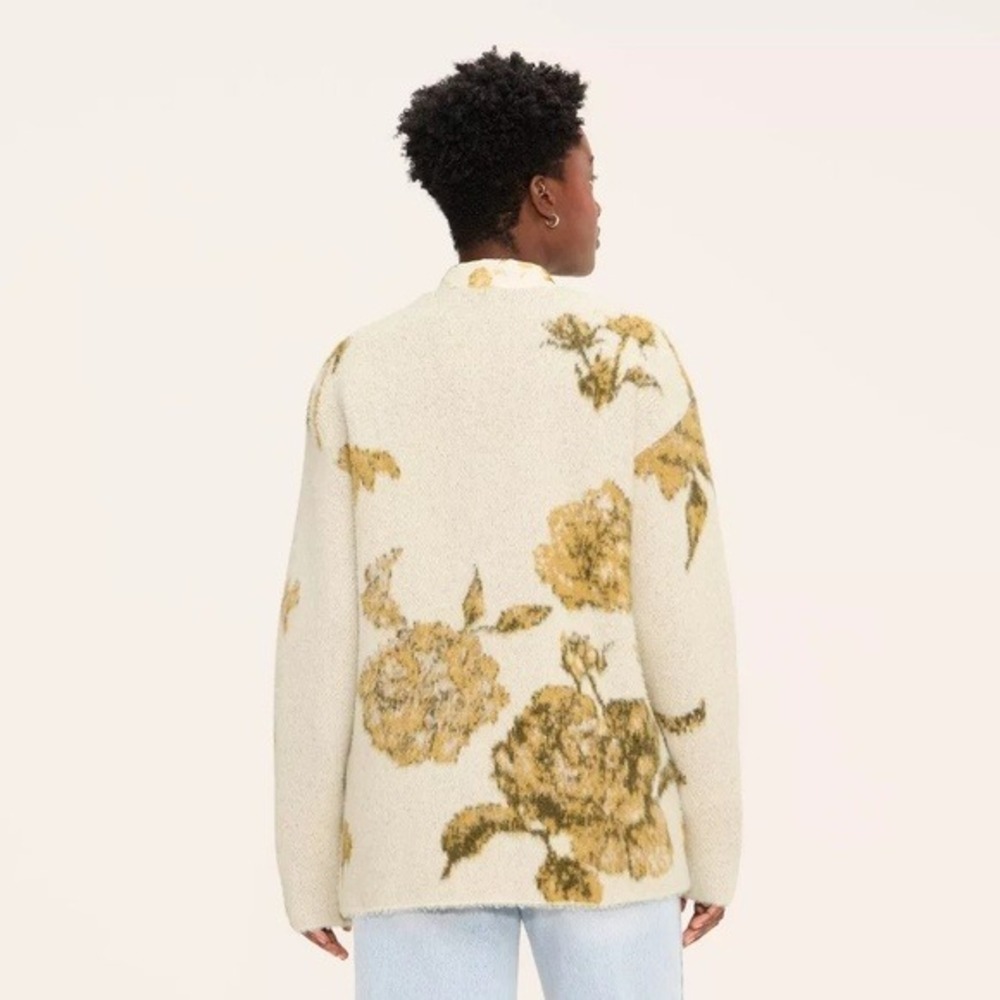 Woolrich x Target Women's L Large Floral Relaxed Cardigan Sweater Cream *No Tags - Picture 4 of 6